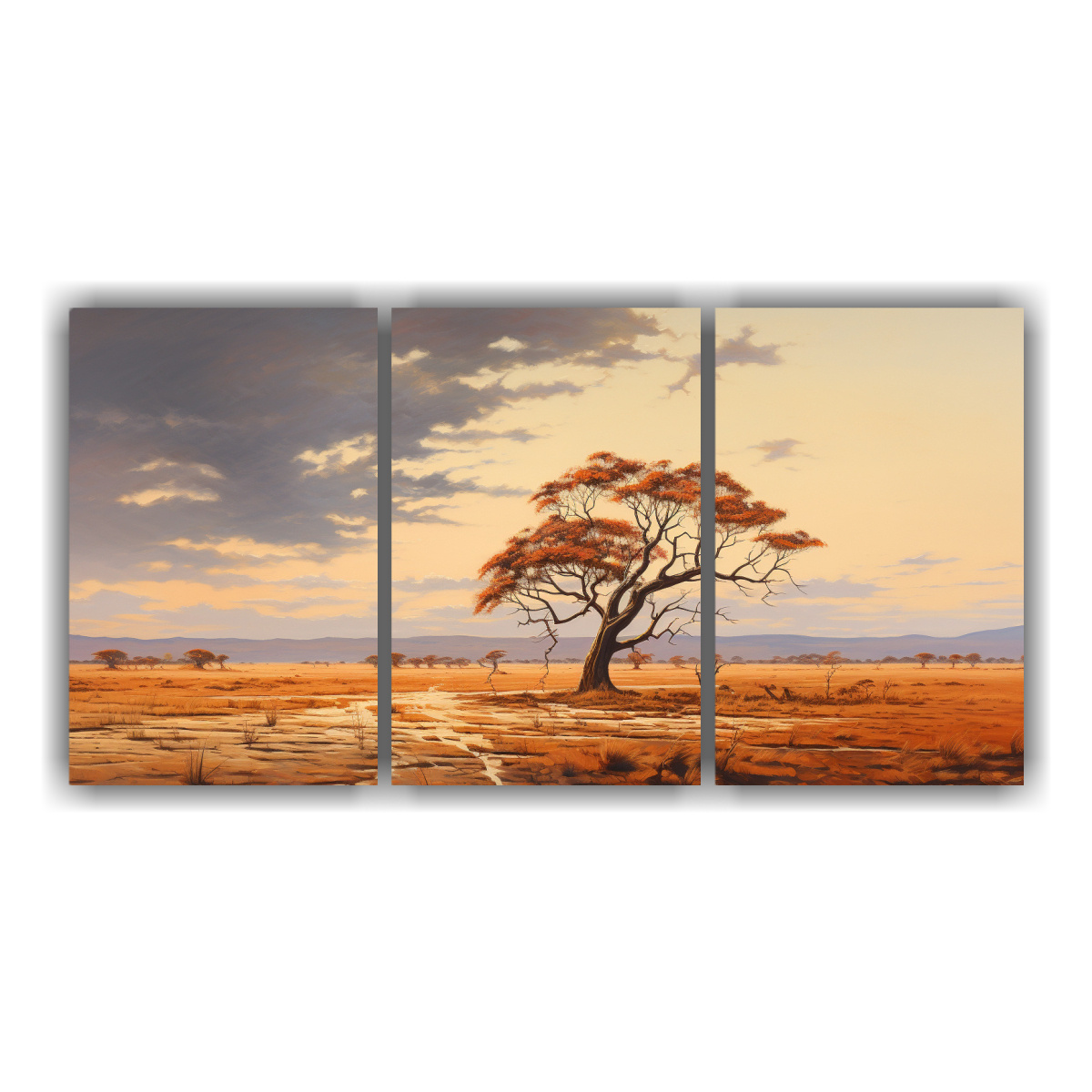 CUADROS ABSTRACTOS DE VIDA EN LA SABANA Y ÁRBOL 120X60 CM - 1