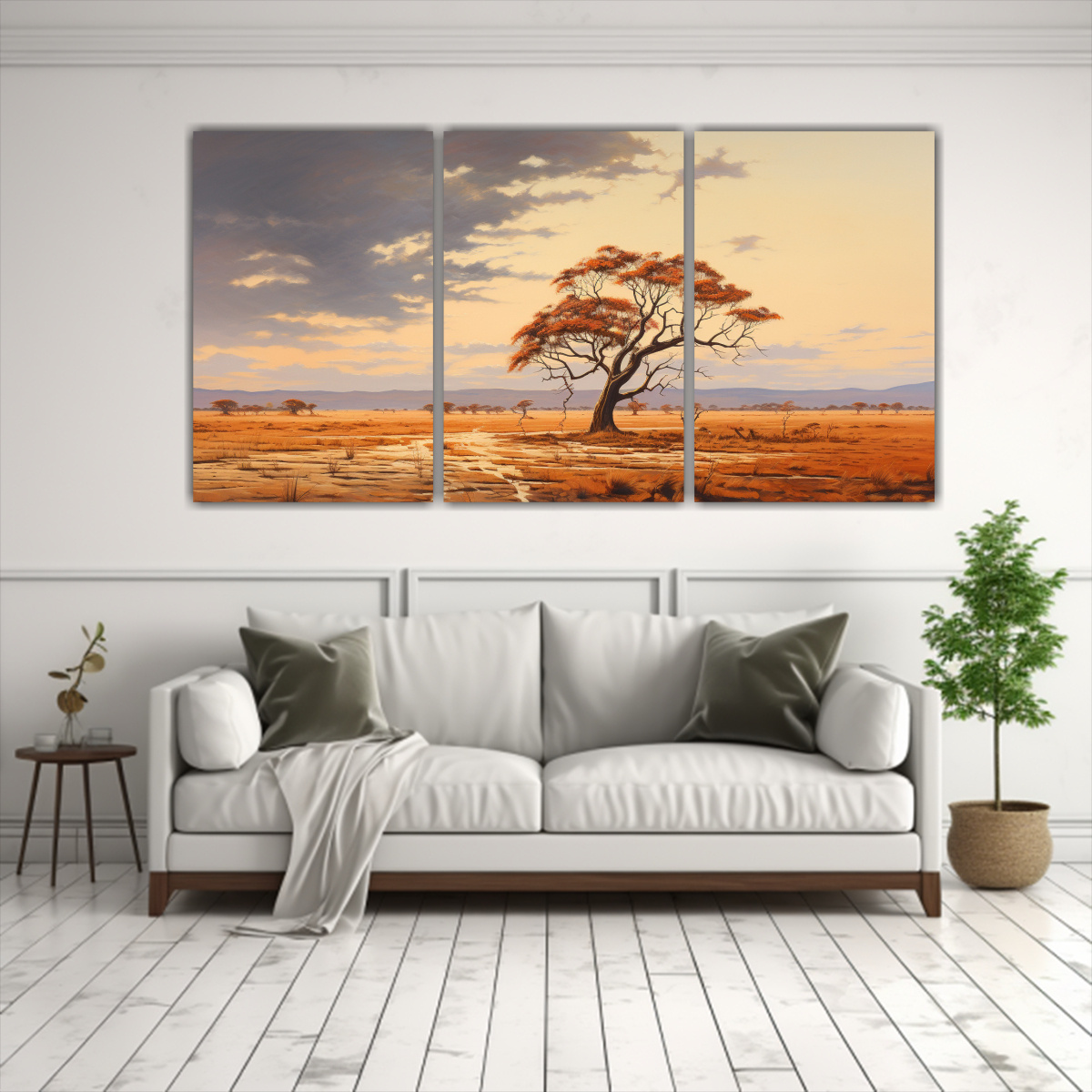 CUADROS ABSTRACTOS DE VIDA EN LA SABANA Y ÁRBOL 120X60 CM - 2