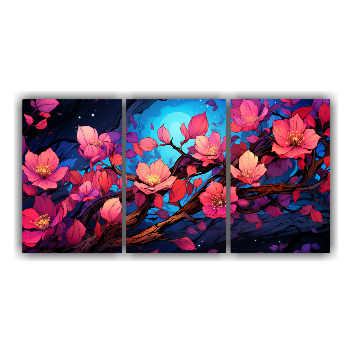 PINTURA BAÑO DISEÑO ARTE ÁRBOL MORADO Y 90X45 CM - 1