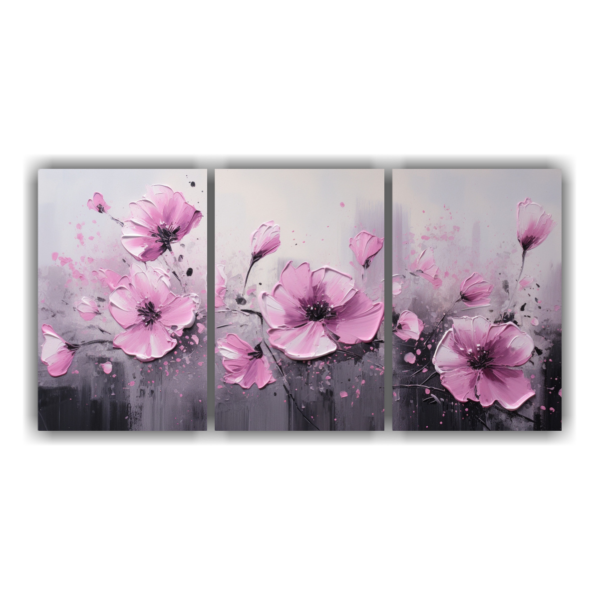 PINTURAS DECORATIVAS LINEALES DE FLORES EN LIENZO 60X30 CM - 1