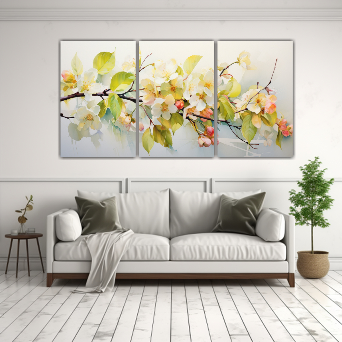 SET DE 3 TELAS EN BASTIDOR FLORES DE TILO EN 90X45 CM - 2