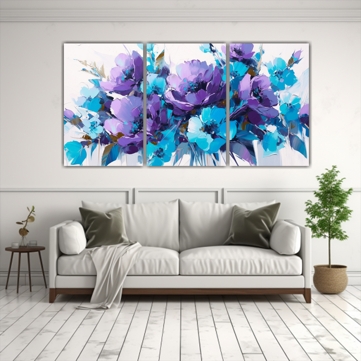 CONJUNTO DE 3 CUADROS ESPECTACULAR LIVING CON 90X45 CM - 2