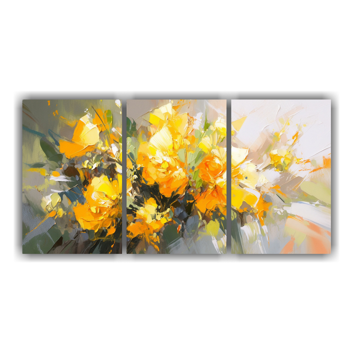 ARTE DE PARED FLORAL AMARILLO EN LIENZO ESTILO 180X90 CM - 1
