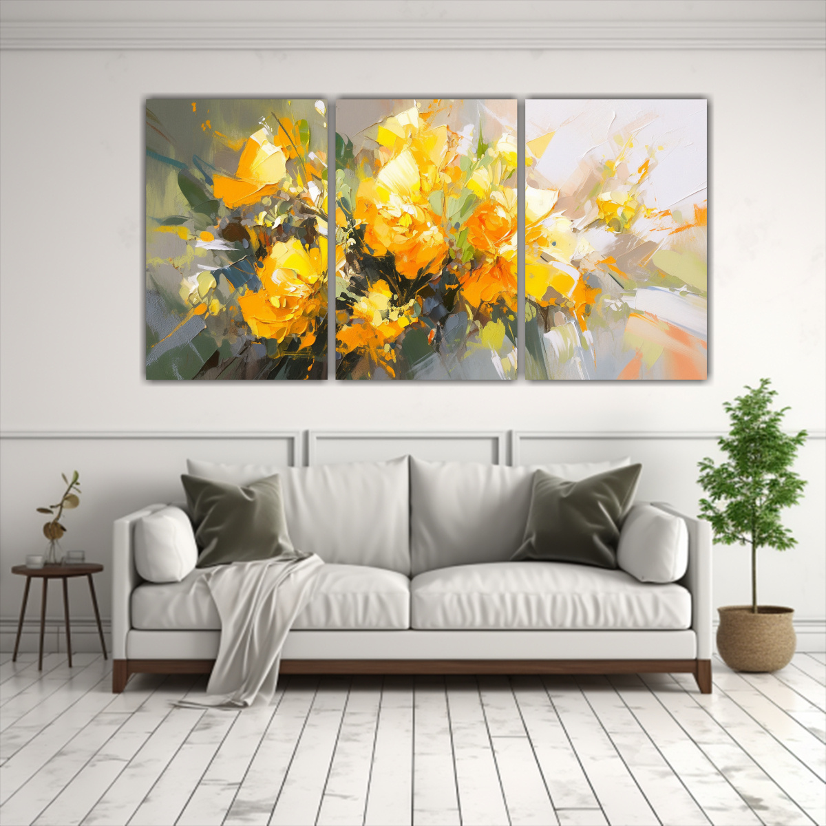 ARTE DE PARED FLORAL AMARILLO EN LIENZO ESTILO 180X90 CM - 2