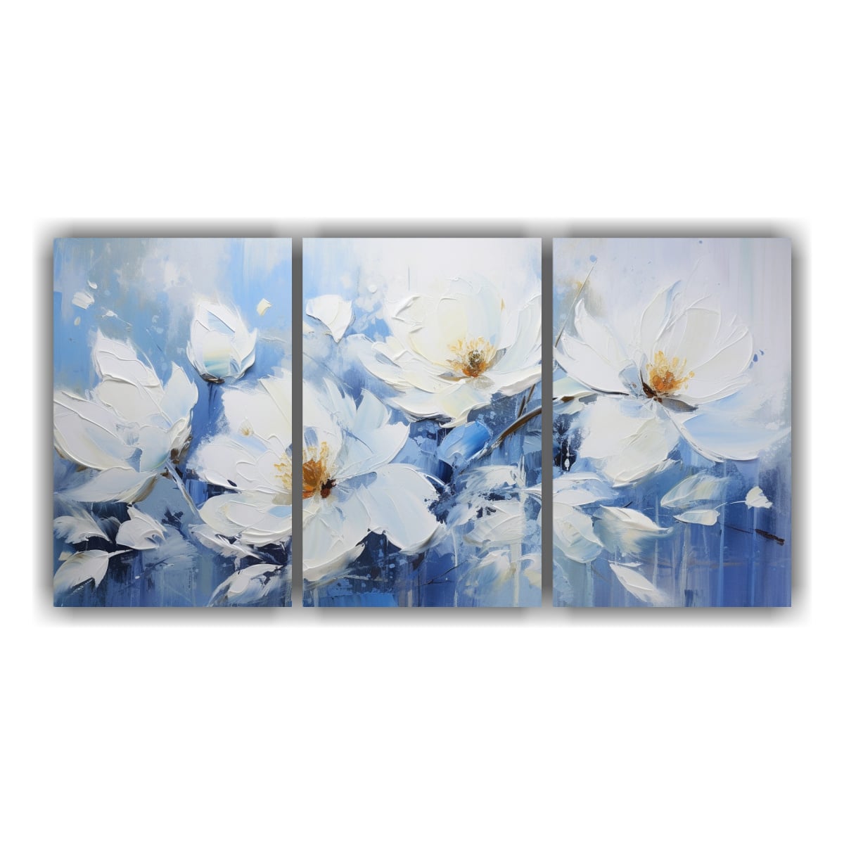 PINTURA EN LIENZO DE FLORES EN COLORES BLANCO Y 240X120 CM - 1