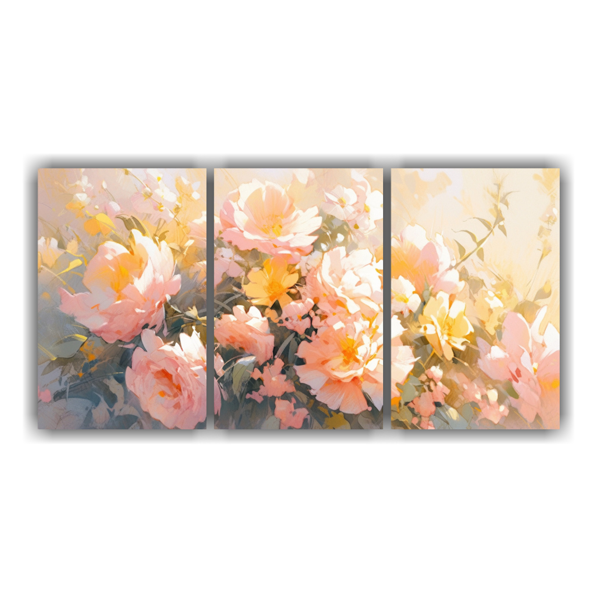 ARTE FLORAL EN AMARILLO Y ROSA PARA UNA 90X45 CM - 1