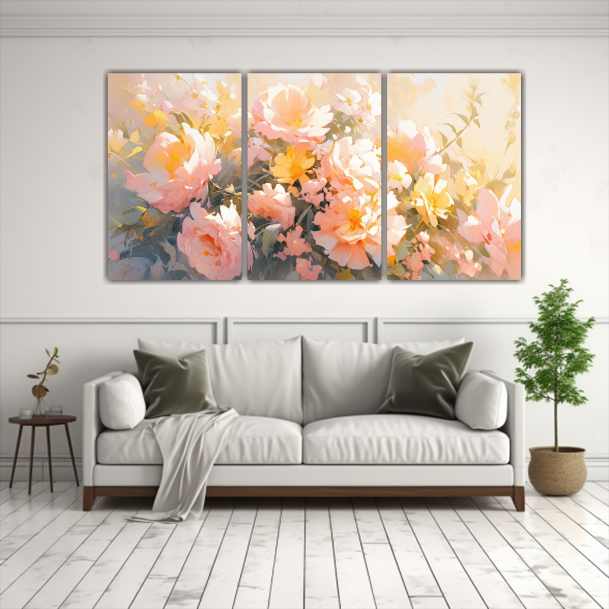 ARTE FLORAL EN AMARILLO Y ROSA PARA UNA 90X45 CM - 2