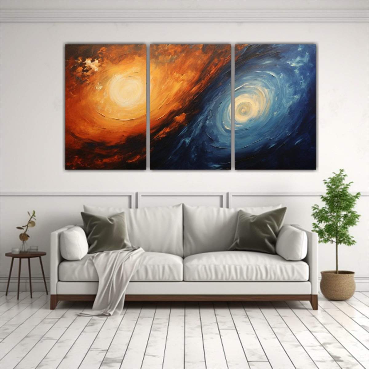 SET 3 CUADROS MOVIMIENTO RELIEVE, ARTE EN LIENZO 240X120 CM - 2