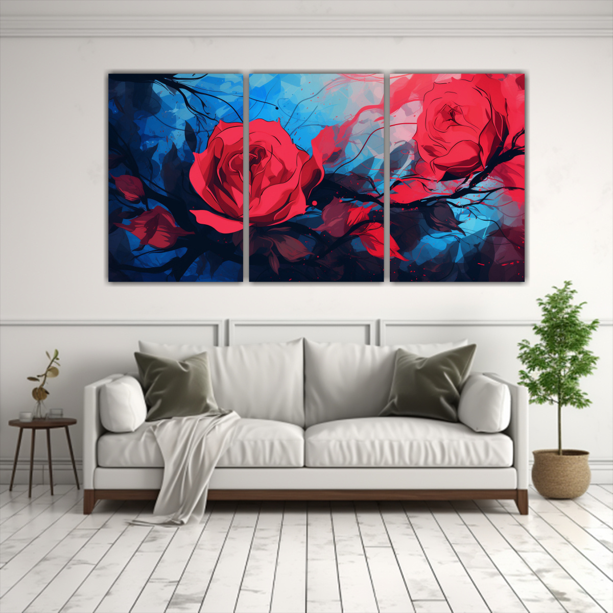 3 SET DE ARTE DE DIBUJO ESCENA EN COLORES ROJO Y 180X90 CM - 2