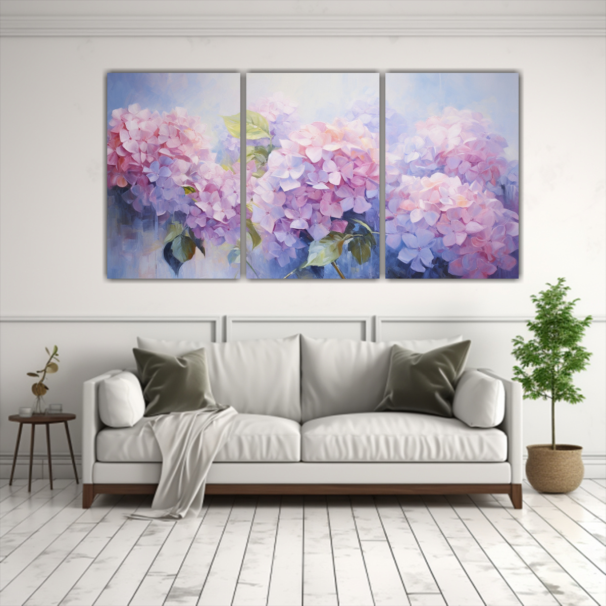 CUADRO ABSTRACTO DE HYDRANGEAS: ADORNO MODERNO DE 120X60 CM - 2