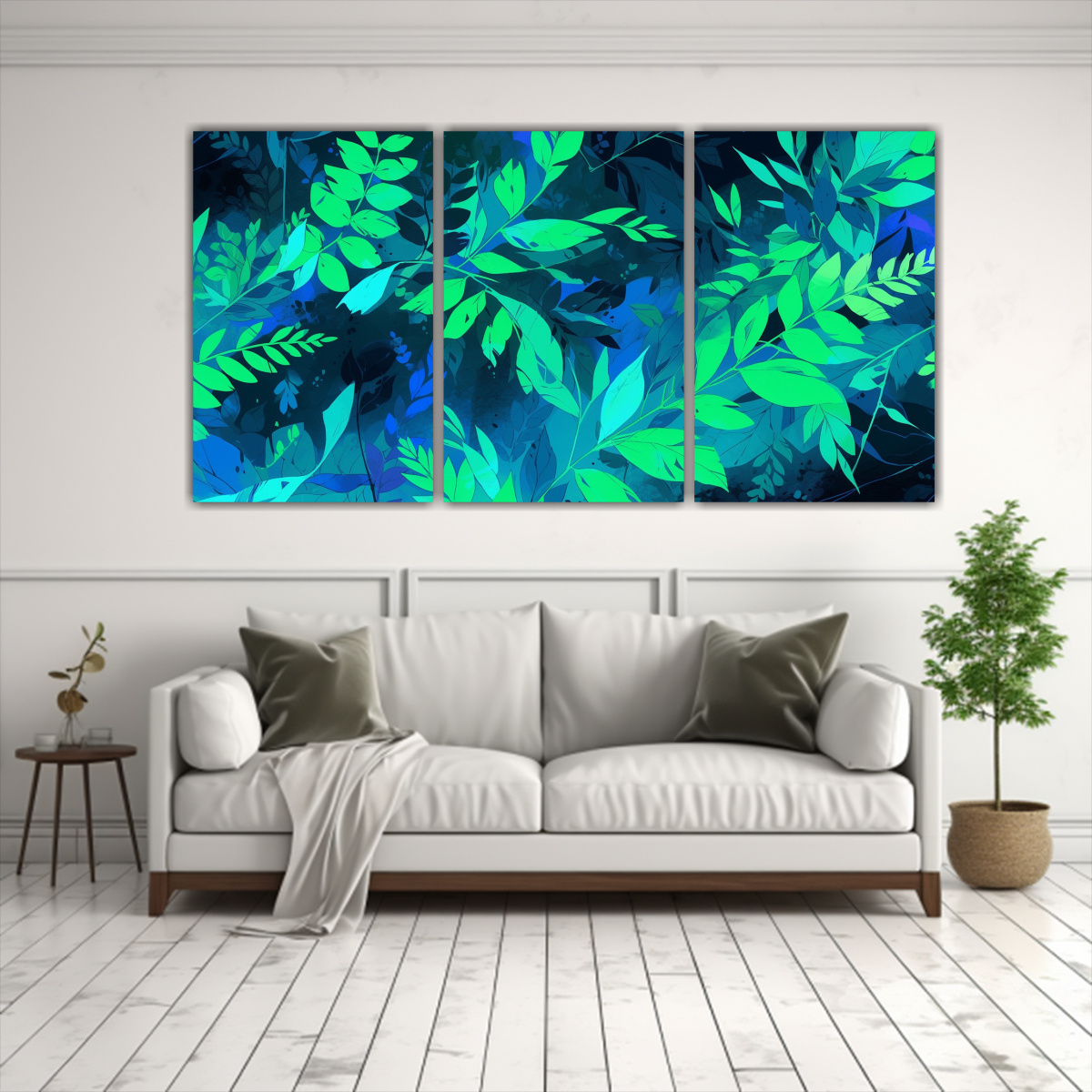 CUADROS ACUARELA EN TONOS VERDES Y AZULES CON 180X90 CM - 2
