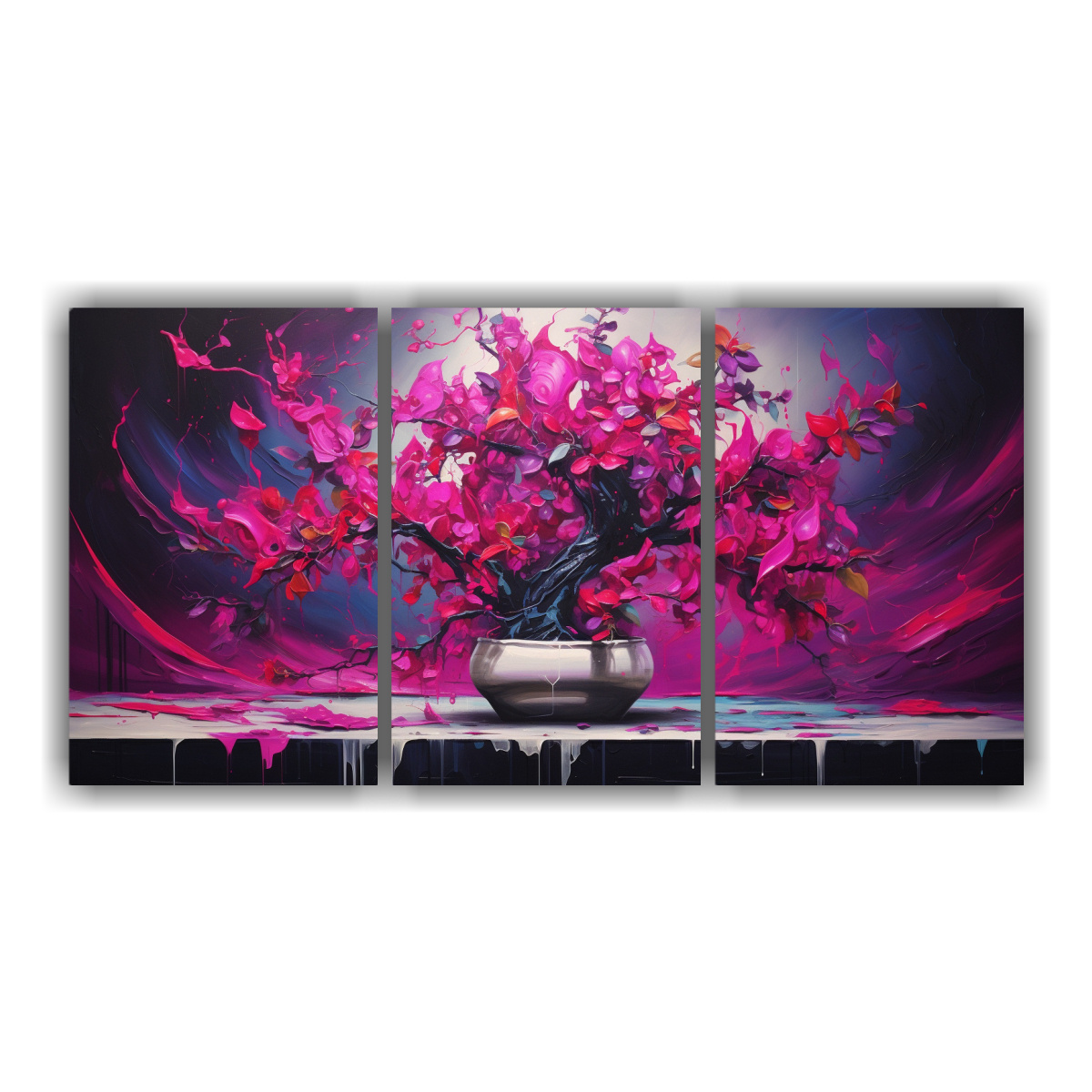 PINTURA ABSTRACTA DE FUCSIA EN LIENZO ARTE 120X60 CM - 1
