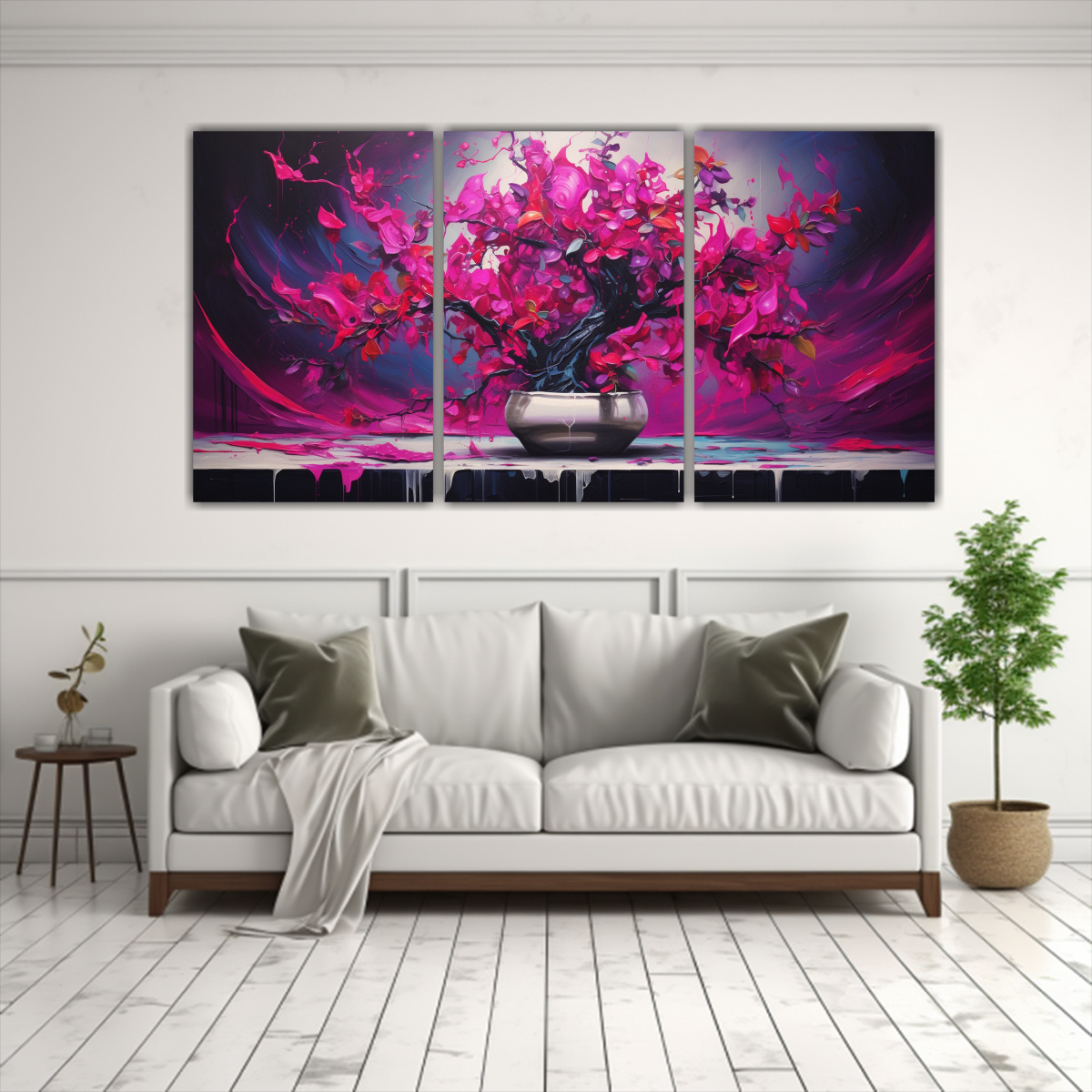 PINTURA ABSTRACTA DE FUCSIA EN LIENZO ARTE 120X60 CM - 2