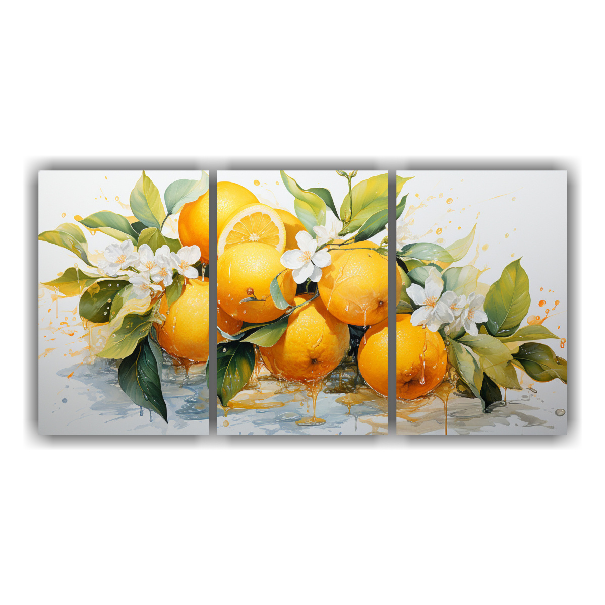 TRÍPTICO TELA MODERNO TEXTURA ÁRBOL NARANJA 90X45 CM - 1