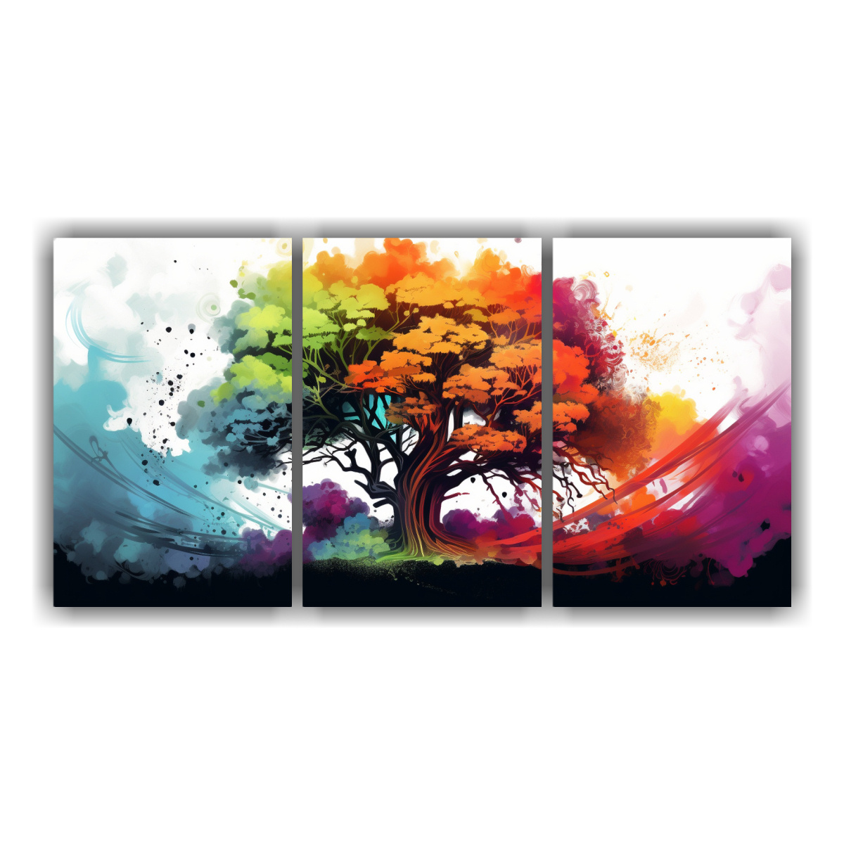 CUADROS ALTA CALIDAD DE BOSQUE ARCOÍRIS NEONOIR 90X45 CM - 1