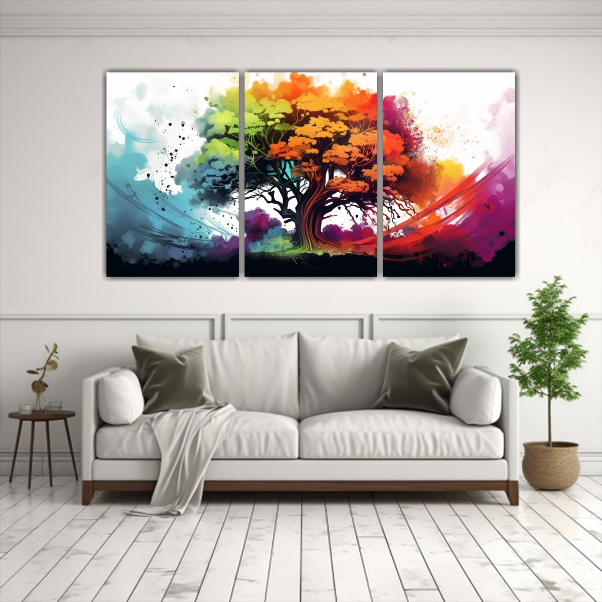 CUADROS ALTA CALIDAD DE BOSQUE ARCOÍRIS NEONOIR 90X45 CM - 2