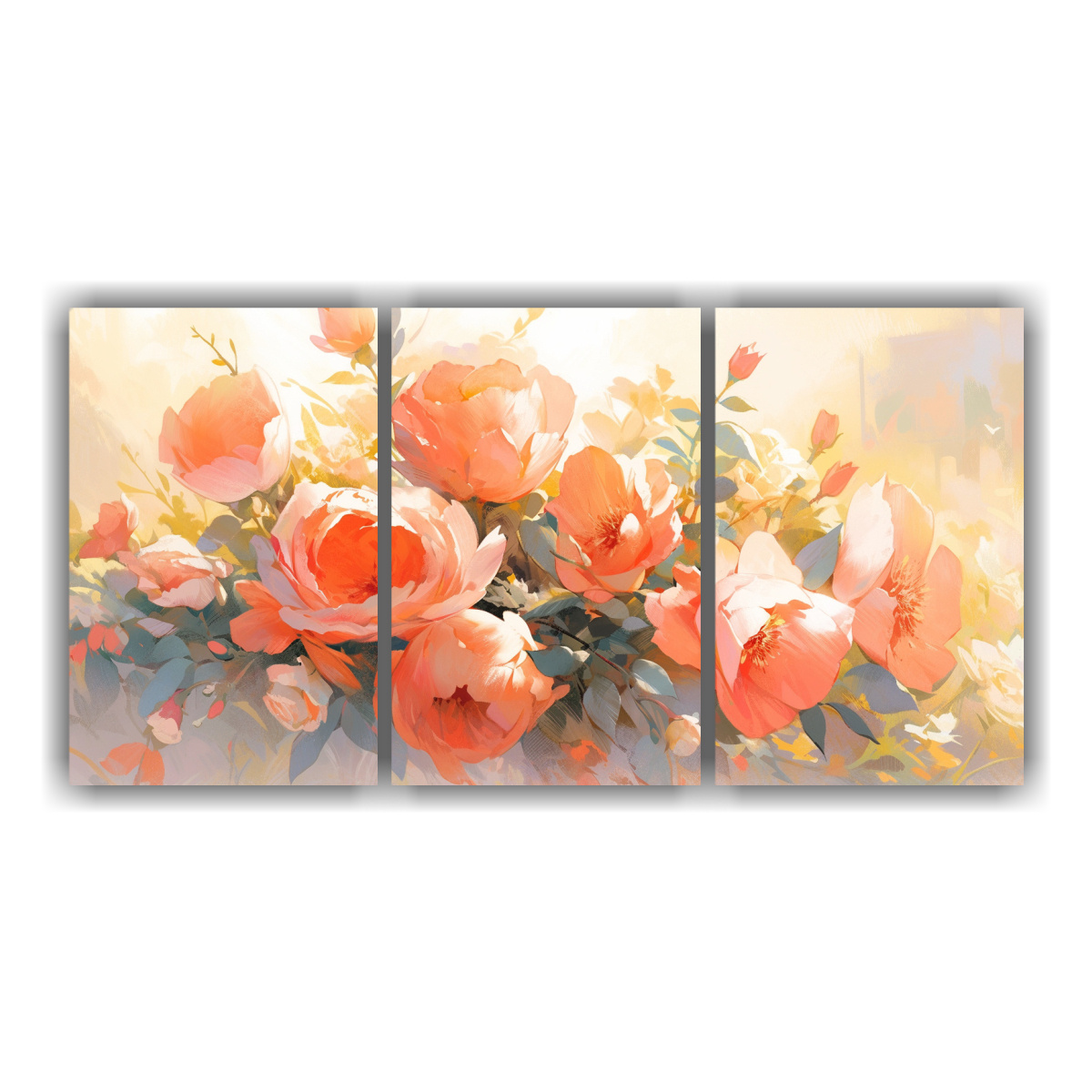 TRÍPTICO DE TONOS RESISTENTES CON FLORES EN 240X120 CM - 1