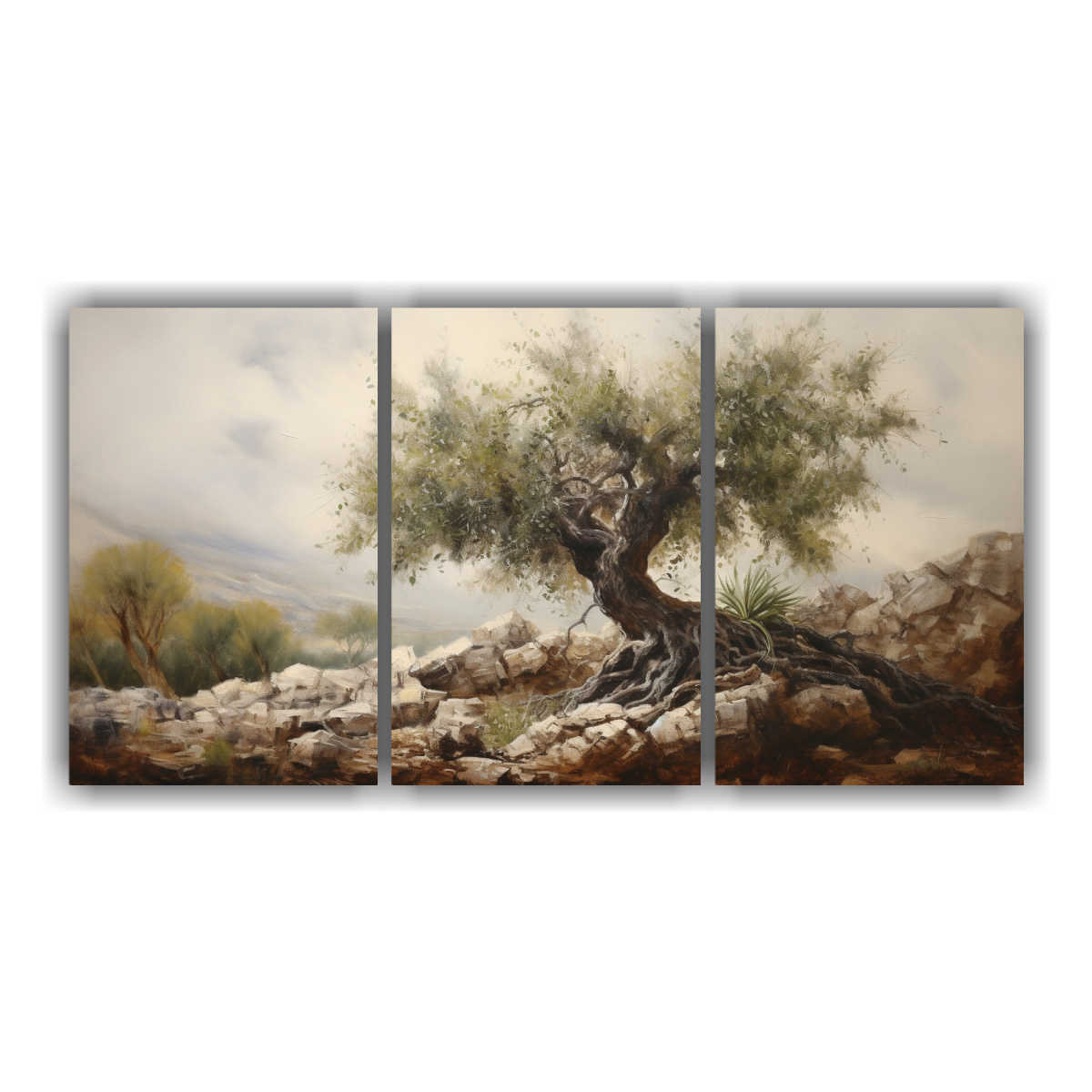 TRES ARTES DE PARED MODERNOS PARA COMEDOR PINTURA 90X45 CM - 1