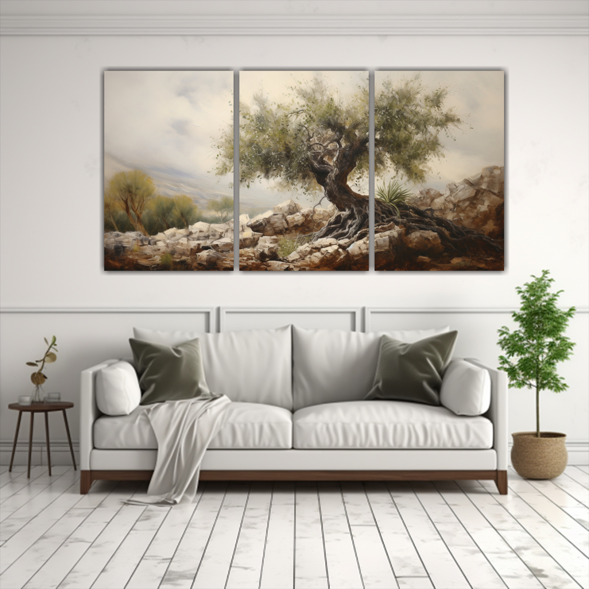 TRES ARTES DE PARED MODERNOS PARA COMEDOR PINTURA 90X45 CM - 2