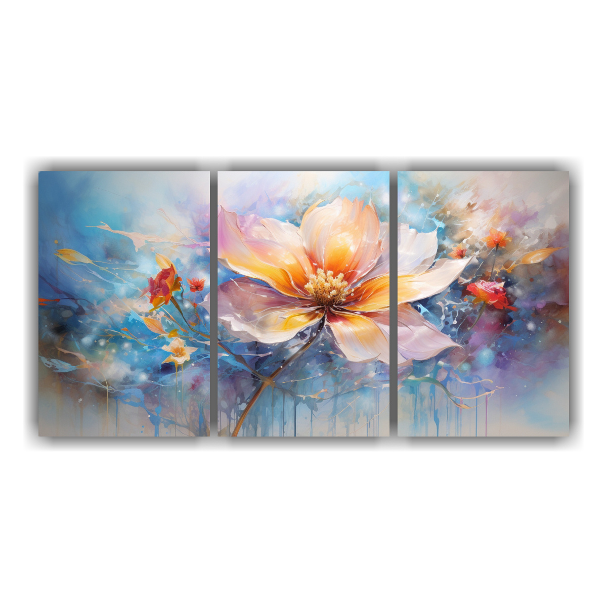 PINTURA ABSTRACTA EN ACUARELA DE FLORES A NO 60X30 CM - 1