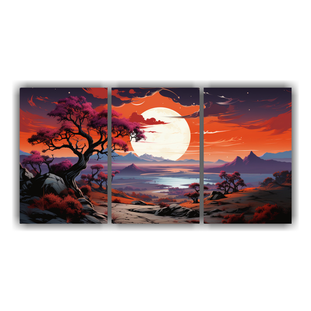 PAISAJE ACUARELA BAÑO A JOSHUA TREE EN COLORES 150X75 CM - 1