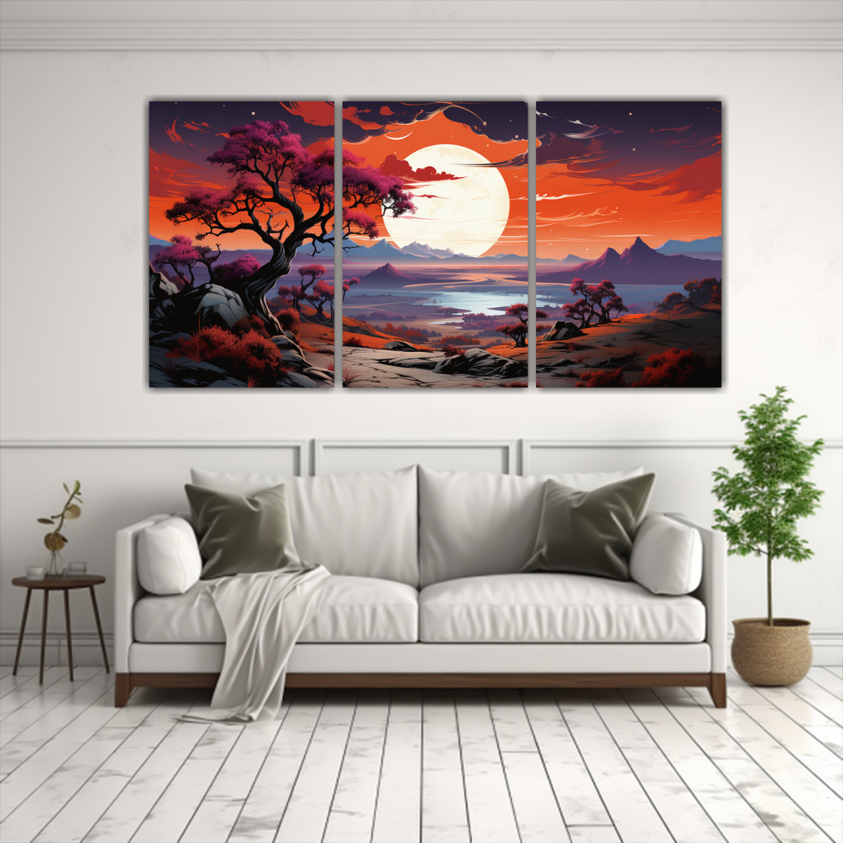 PAISAJE ACUARELA BAÑO A JOSHUA TREE EN COLORES 150X75 CM - 2
