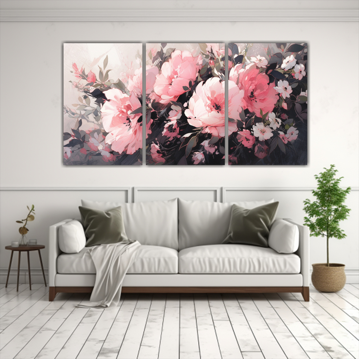 CUADROS DE FLORES NEGRAS Y ROSAS PARA DECORAR EL 60X30 CM - 2