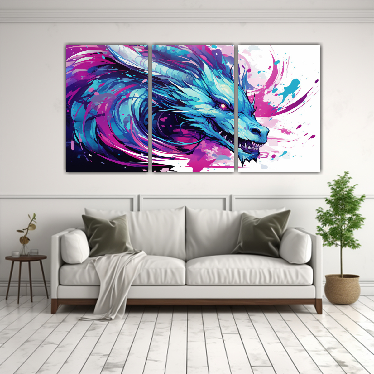 PINTURA EN LIENZO TRES ARTES ARMONÍA DRAGÓN EN 240X120 CM - 2
