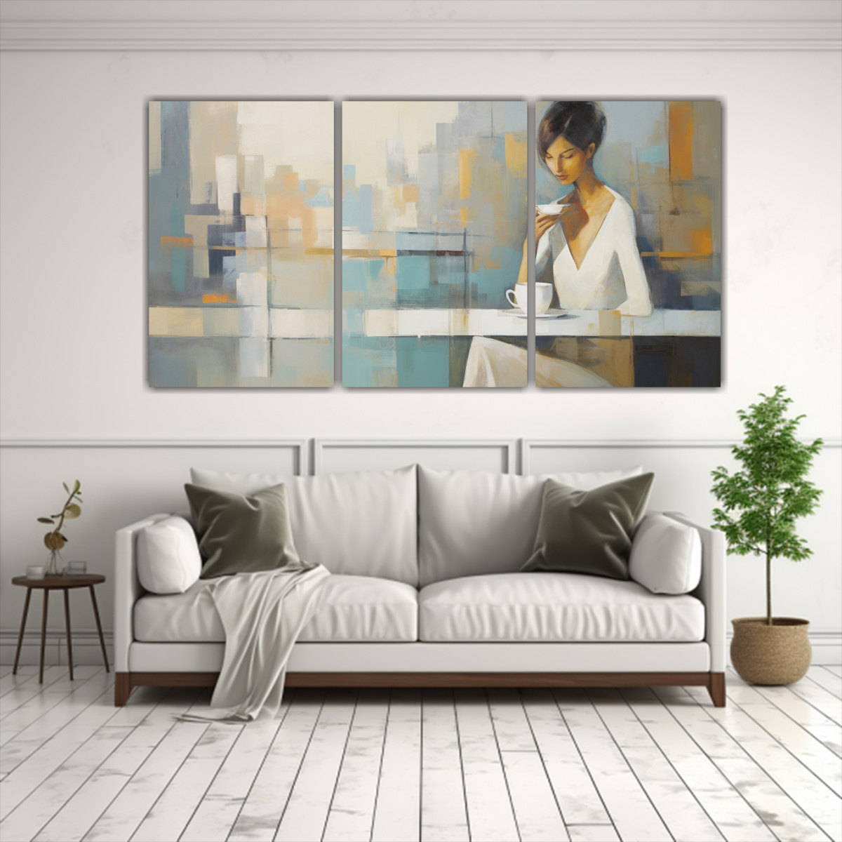 SET 3 CUADROS COMPOSICION LINEALES MUJER 180X90 CM - 2