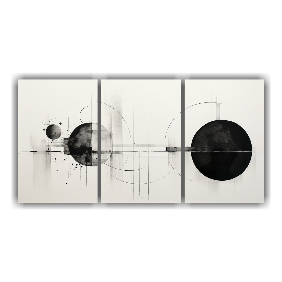 PINTURAS ABSTRACTAS EN BLANCO Y NEGRO CON ENFOQUE 120X60 CM - 1