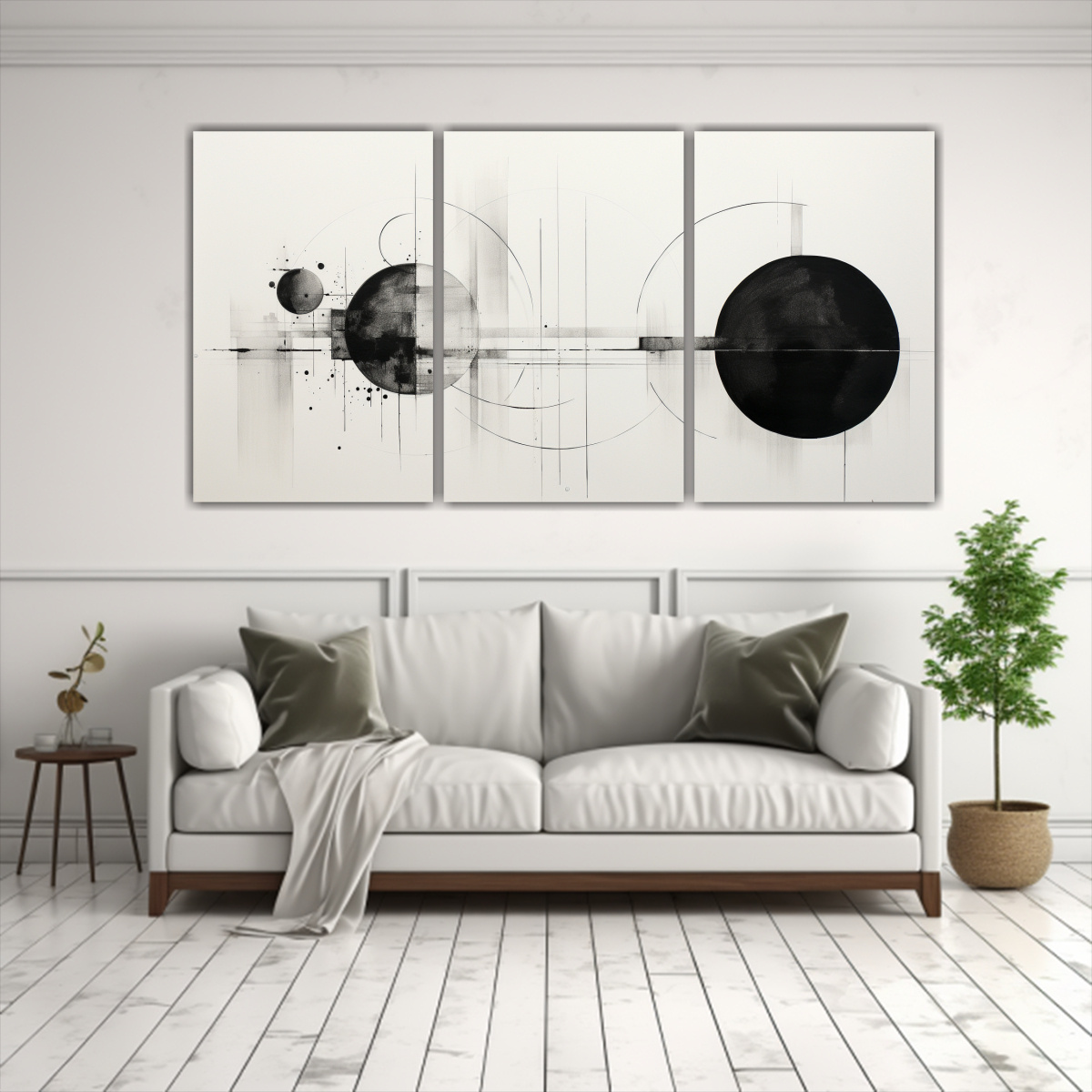 PINTURAS ABSTRACTAS EN BLANCO Y NEGRO CON ENFOQUE 120X60 CM - 2
