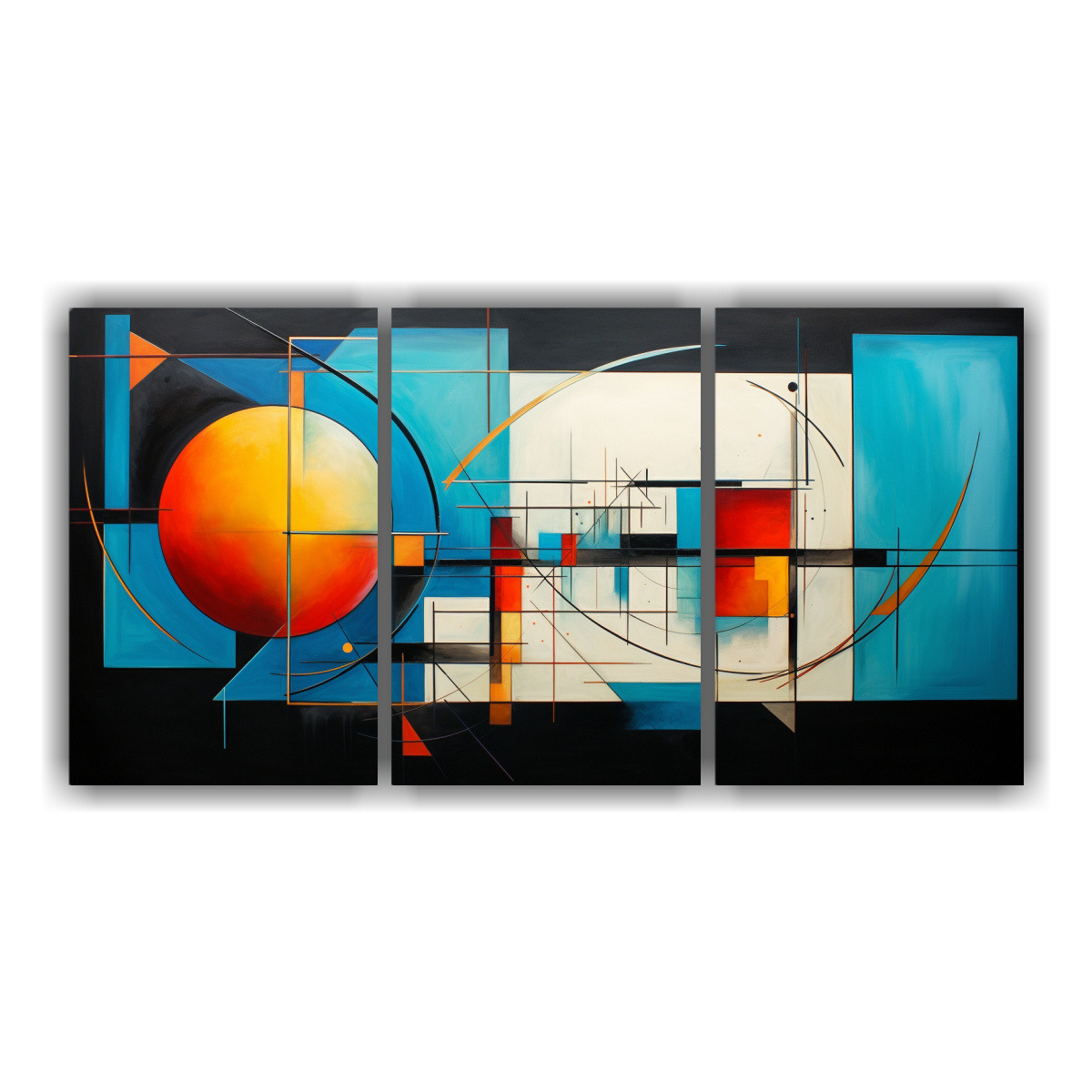 PINTURAS ABSTRACTAS GEOMÉTRICAS DE DOS CUADROS 240X120 CM - 1