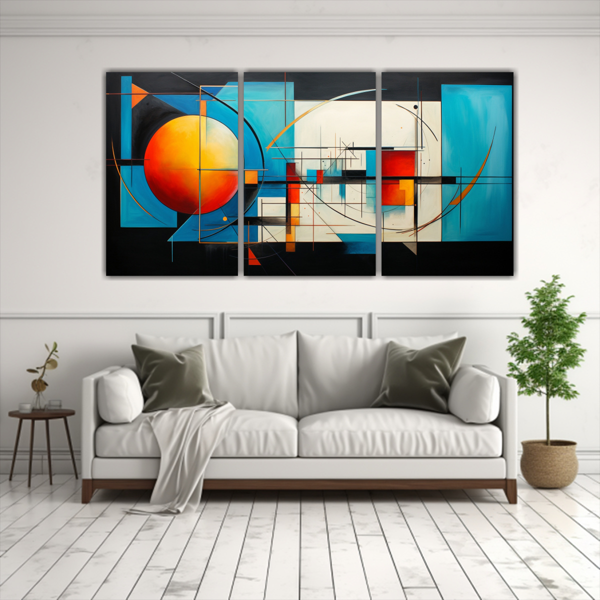 PINTURAS ABSTRACTAS GEOMÉTRICAS DE DOS CUADROS 240X120 CM - 2