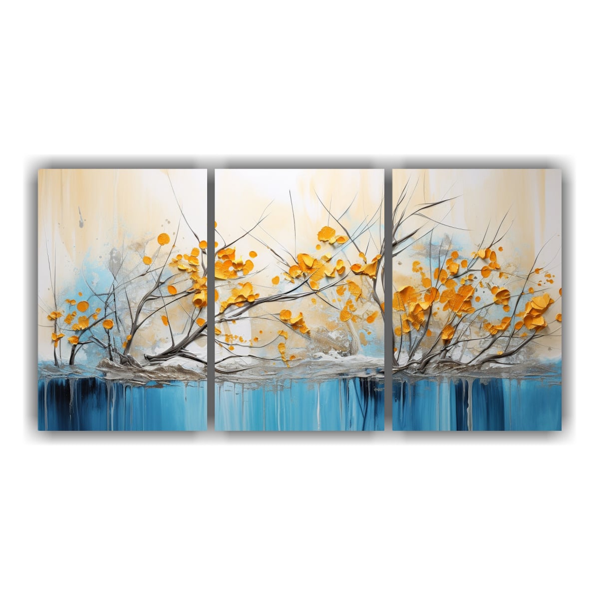PINTURA EN AMARILLO Y DORADO EN ESTILO 240X120 CM - 1
