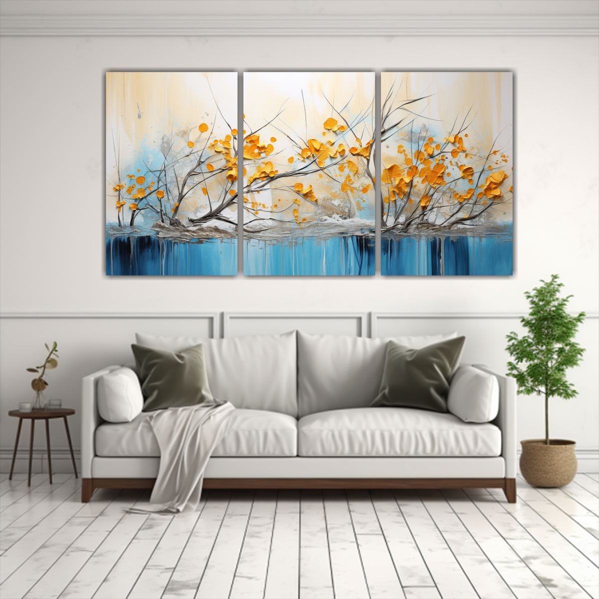 PINTURA EN AMARILLO Y DORADO EN ESTILO 240X120 CM - 2