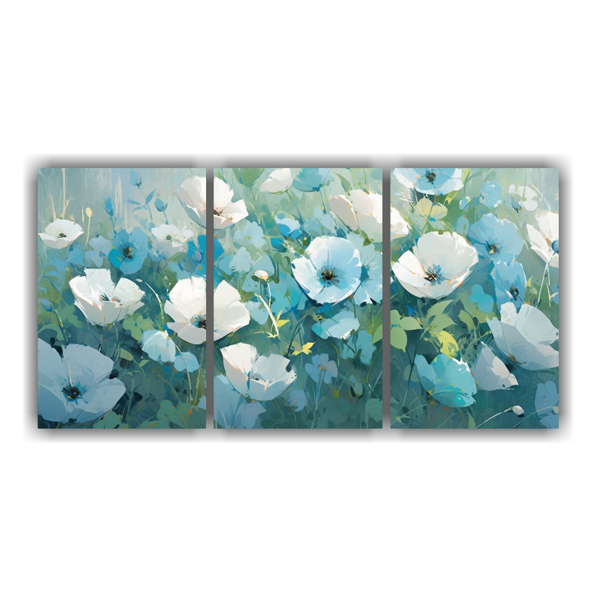 TELA DECORATIVA BONITA CON FLORES TURQUESA Y 90X45 CM - 1