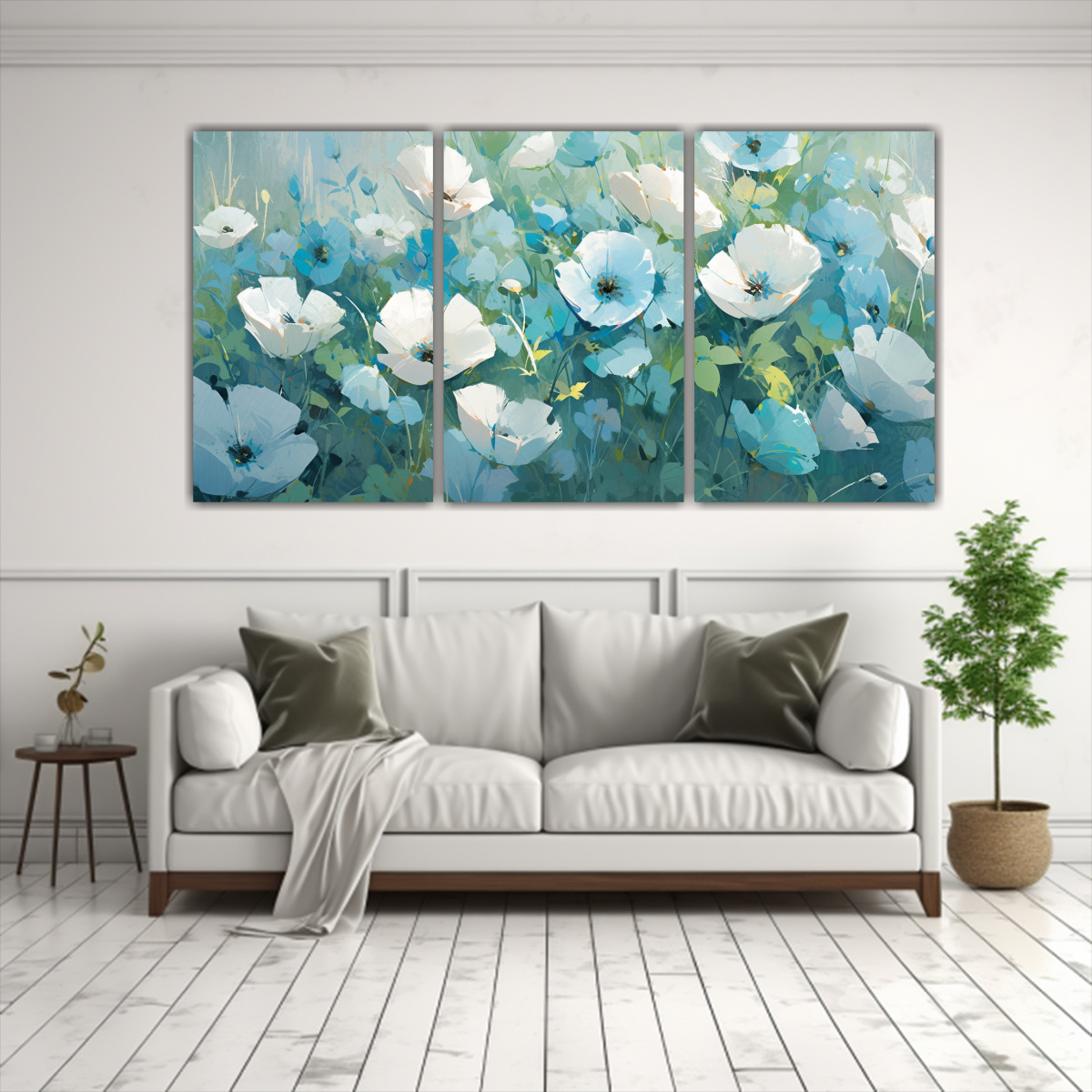 TELA DECORATIVA BONITA CON FLORES TURQUESA Y 90X45 CM - 2
