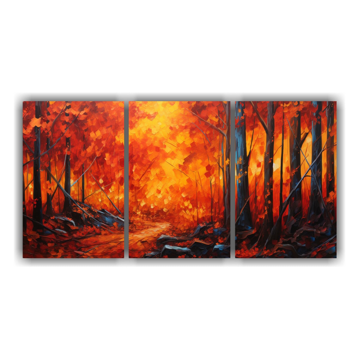REFLEJO OTOÑAL EN MAPLES DENSOS: TRÍPTICO 240X120 CM - 1