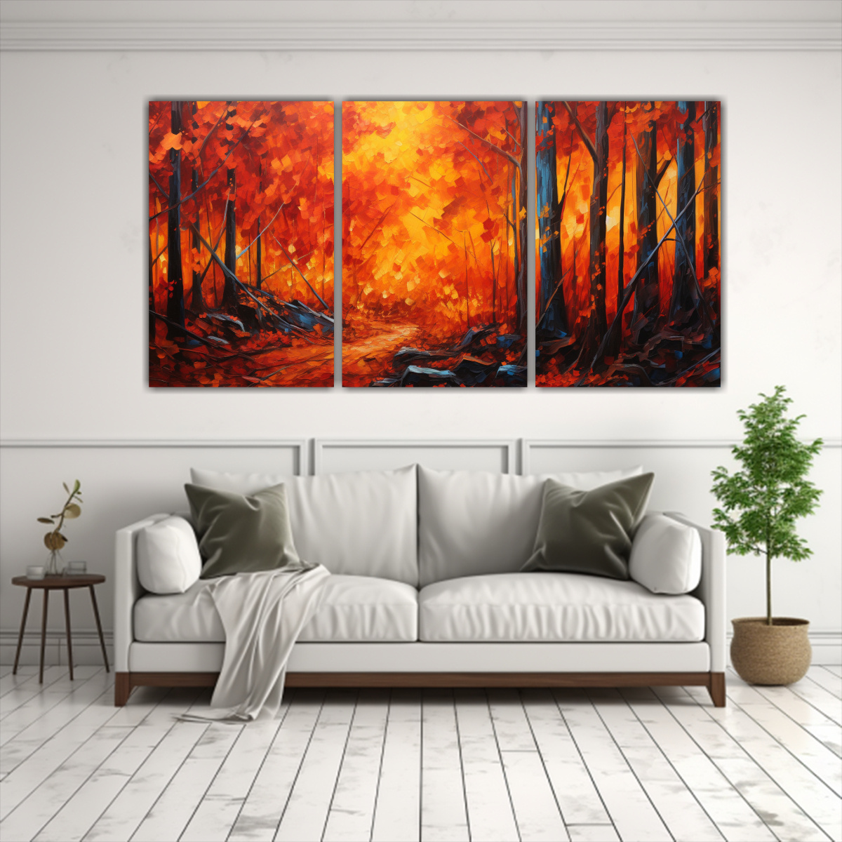 REFLEJO OTOÑAL EN MAPLES DENSOS: TRÍPTICO 240X120 CM - 2