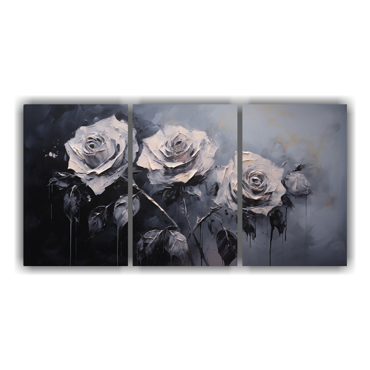 CUADROS MODERNOS ELEGANTES CON ROSAS NEGRAS EN 180X90 CM - 1