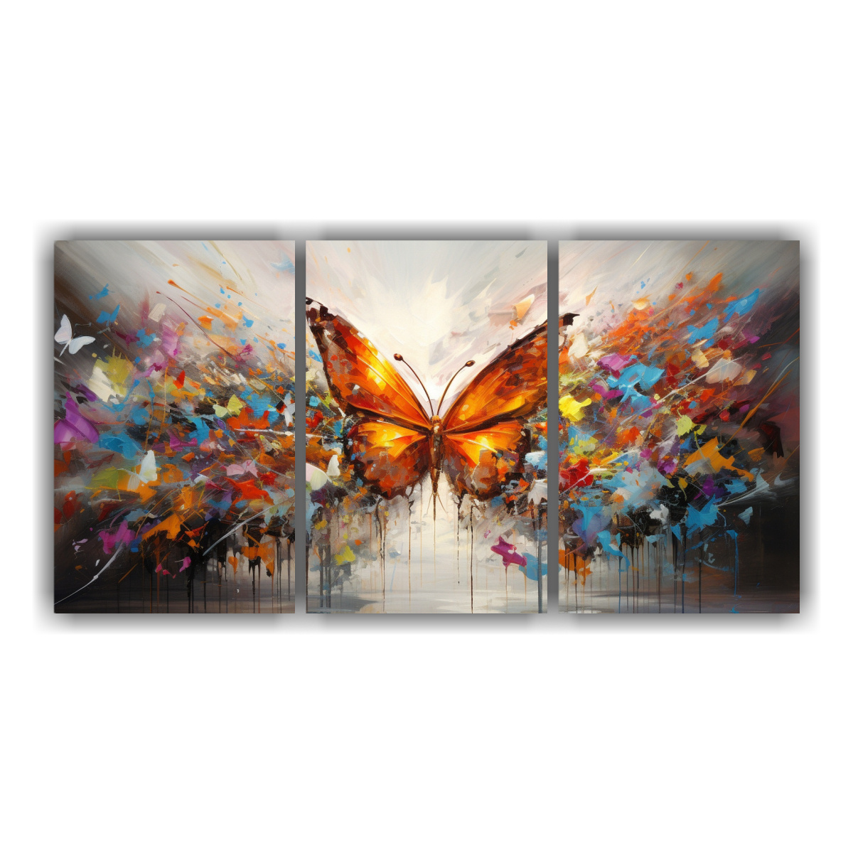 PINTURAS DE MARIPOSAS ABSTRACTAS PARA DECORACIÓN 60X30 CM - 1