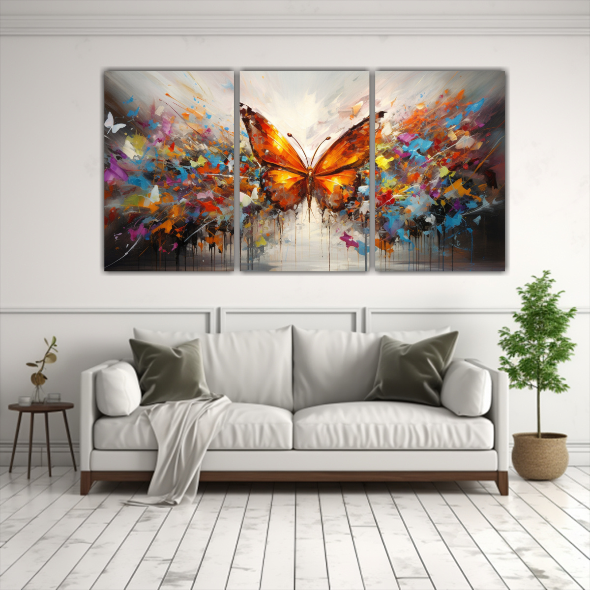 PINTURAS DE MARIPOSAS ABSTRACTAS PARA DECORACIÓN 60X30 CM - 2