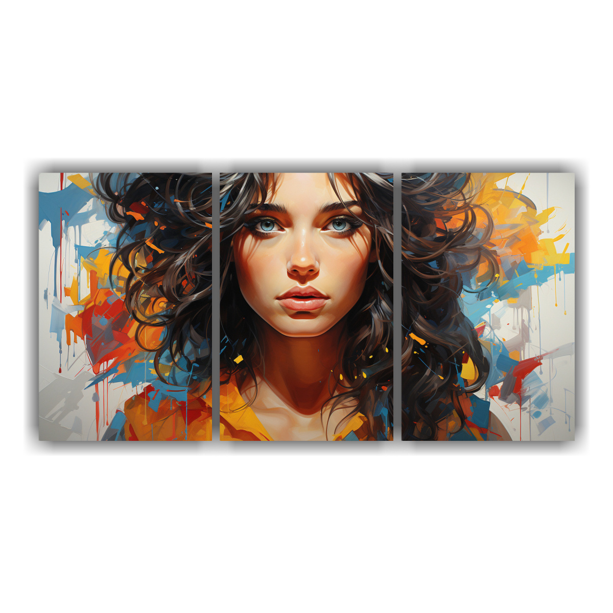 PINTURA MURAL ABSTRACTA DE CHICA COMIENDO, 90X45 CM - 1
