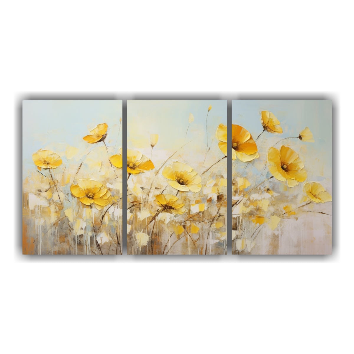 TRÍPTICO INTENSO SURREALISTA CON FLORES 90X45 CM - 1