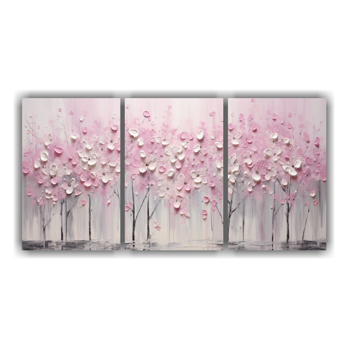 PINTURA EN TONOS ROSA Y PLATEADO EN ESTILO 150X75 CM - 1