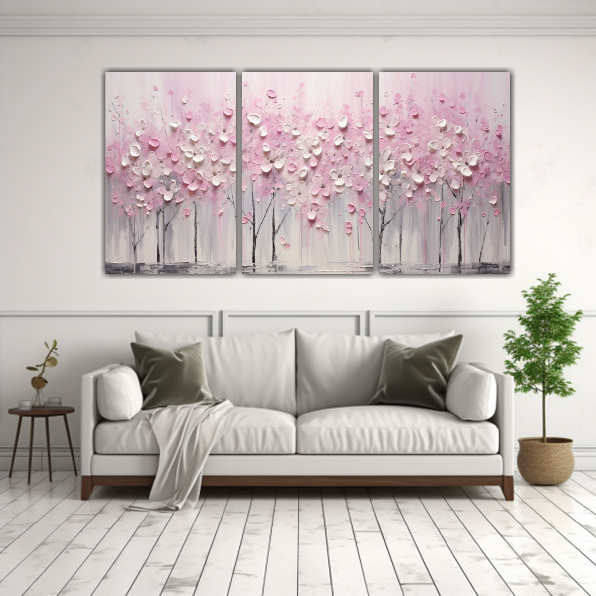 PINTURA EN TONOS ROSA Y PLATEADO EN ESTILO 150X75 CM - 2
