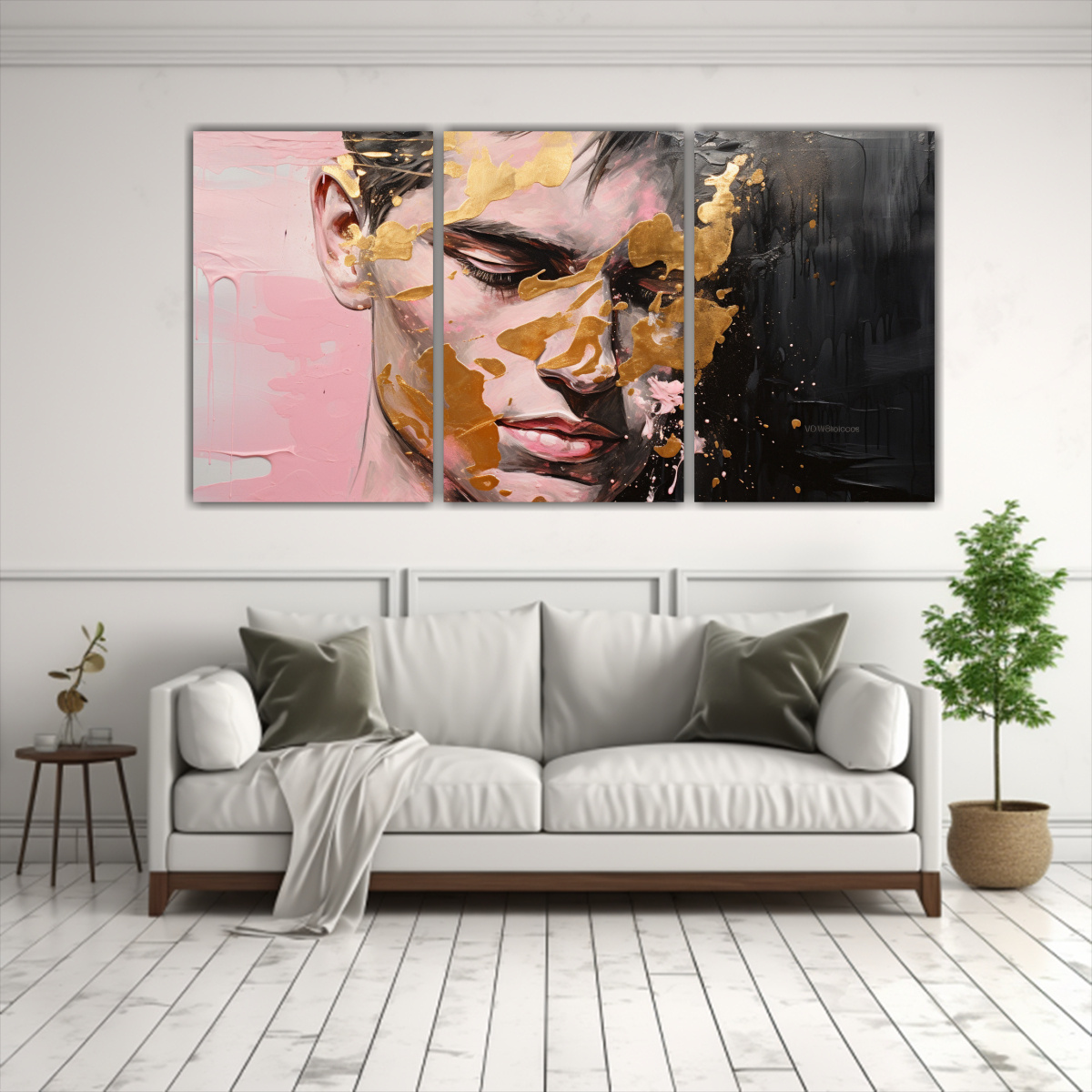 SET 3 LIENZOS DE TELA MODERNO CON ADORNO FACIAL Y 180X90 CM - 2