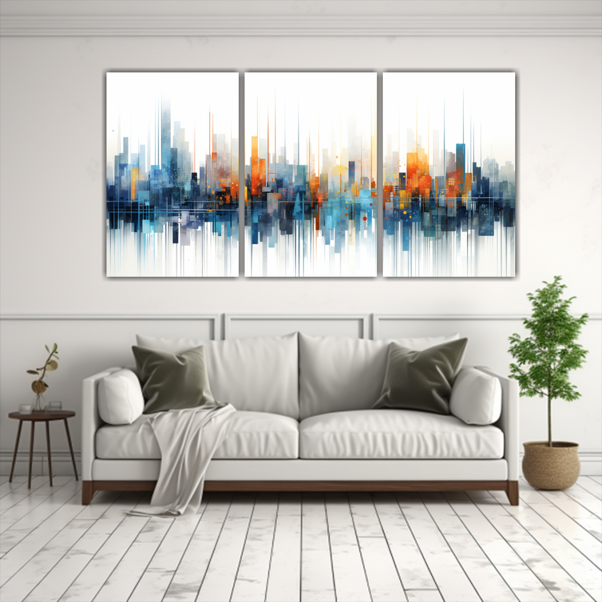 CUADROS TELA SUBLIMADA AMBIENTE ABSTRACTA CIUDAD 90X45 CM - 2