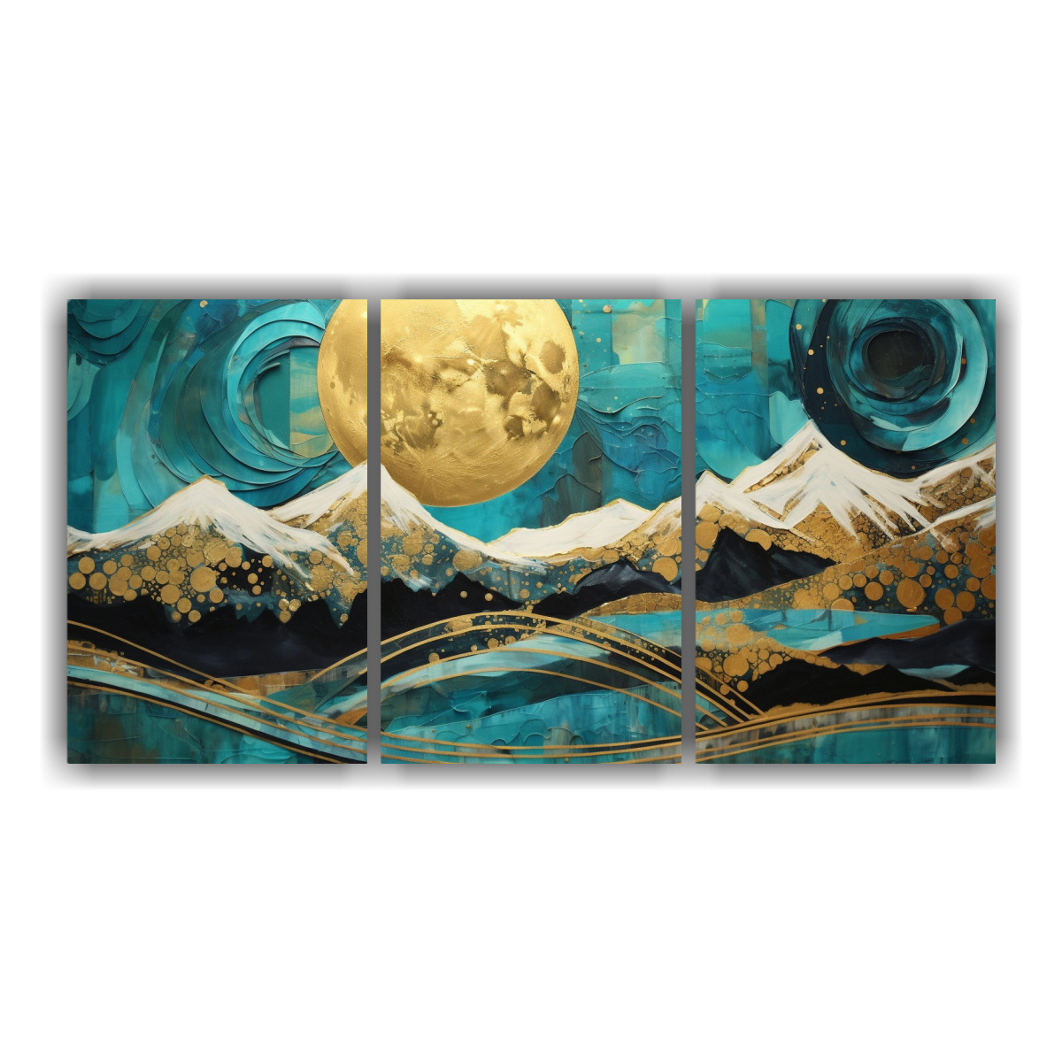PINTURA CON LUNA Y MONTAÑAS AL ATARDECER 240X120 CM - 1