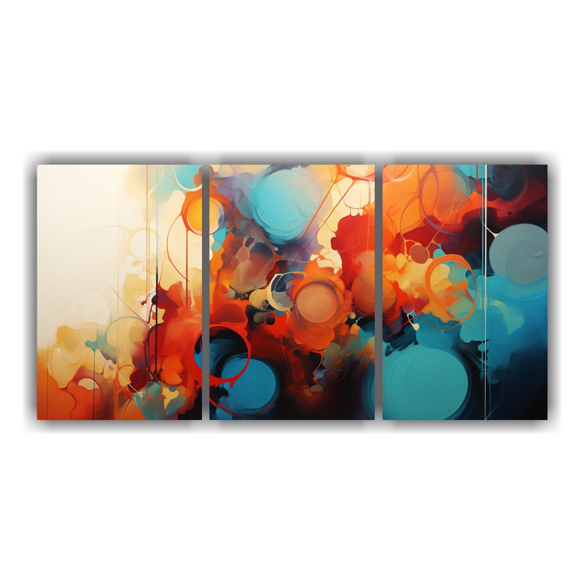 PINTURA ABSTRACTA EN ROJO Y AZUL PARA DECORACIÓN 60X30 CM - 1